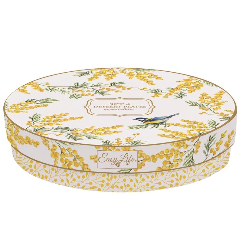 Set 4 porcelain dessert plates in gift box