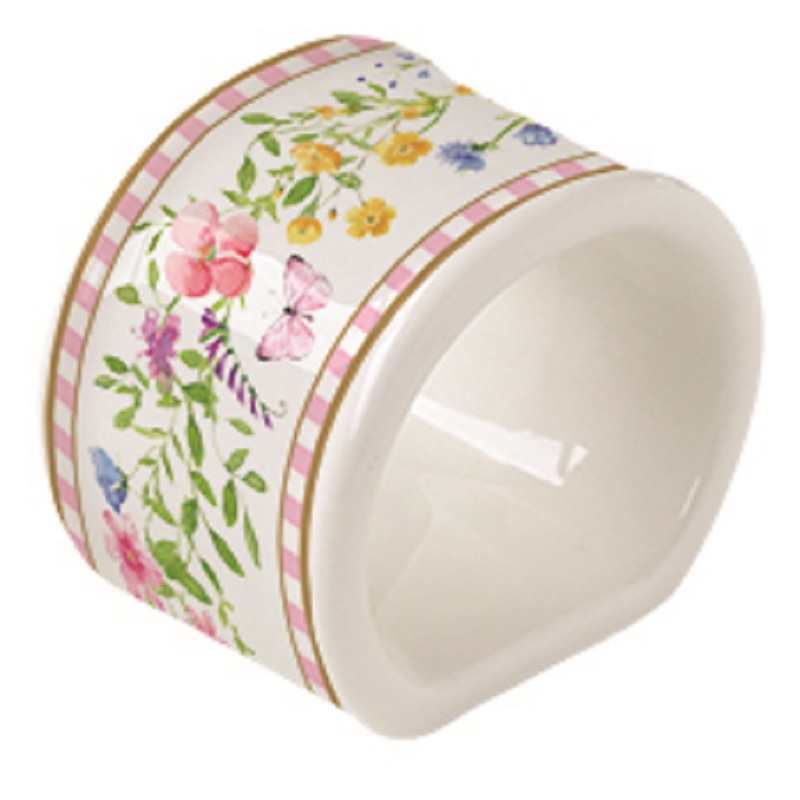 Set 4 porcelain napkin rings in colour box