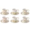 Set 6 porcelain coffee cups & saucers in gift box