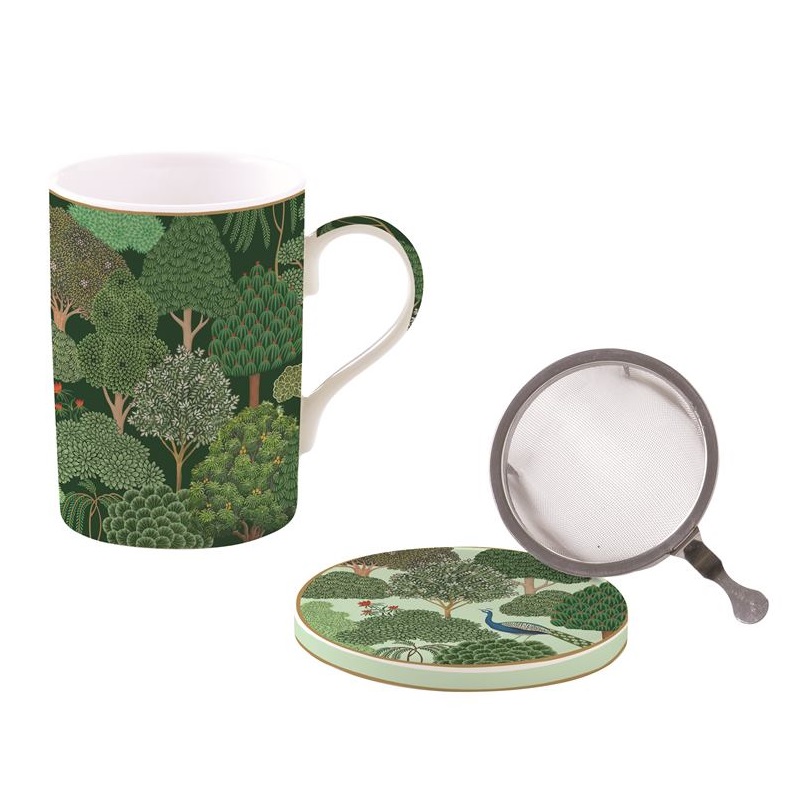 High quality porcelain mug with lid coaster and me
