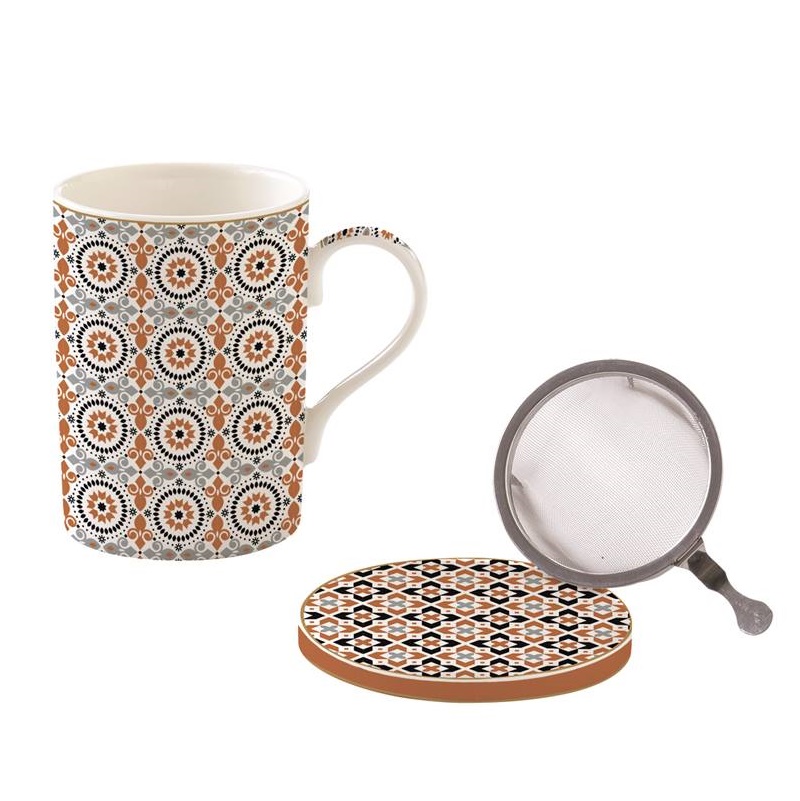 High quality porcelain mug with lid coaster and me