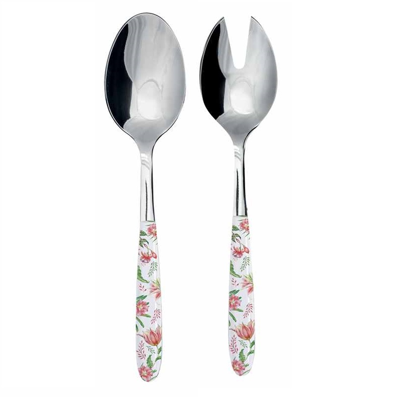 S/S Salad servers with decorated handle
