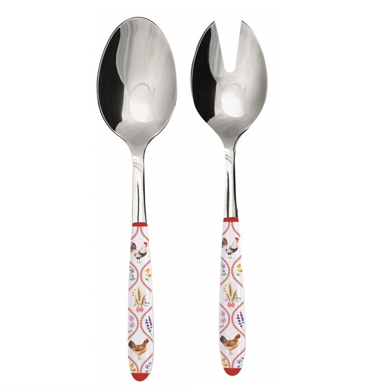 S/S Salad servers with decorated handle
