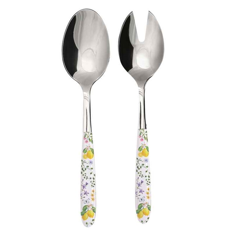 S/S Salad servers with decorated handle