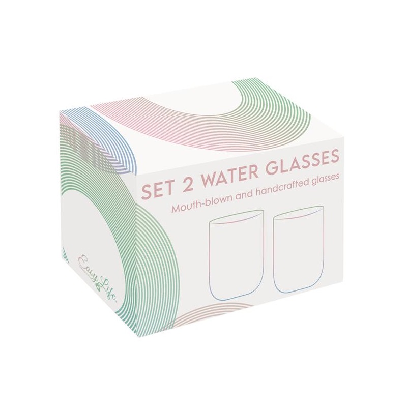 Set 2 coloured water glasses in colour box