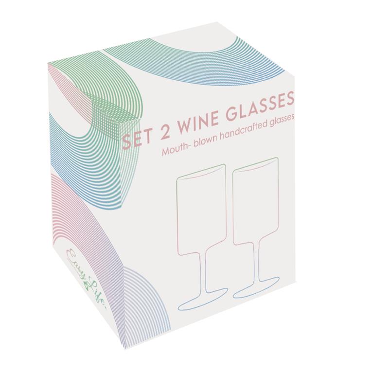 Set 2 coloured wine glasses in colour box