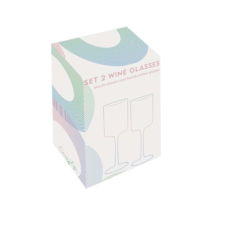 Set 2 coloured wine glasses in colour box