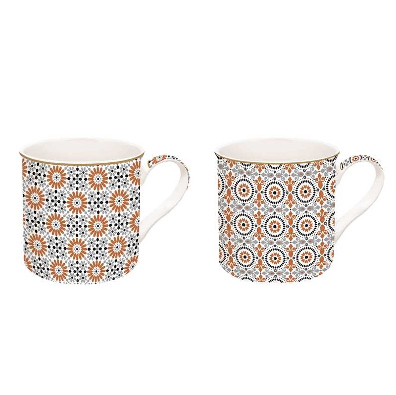 Set 2 high quality porcelain mugs in gift box