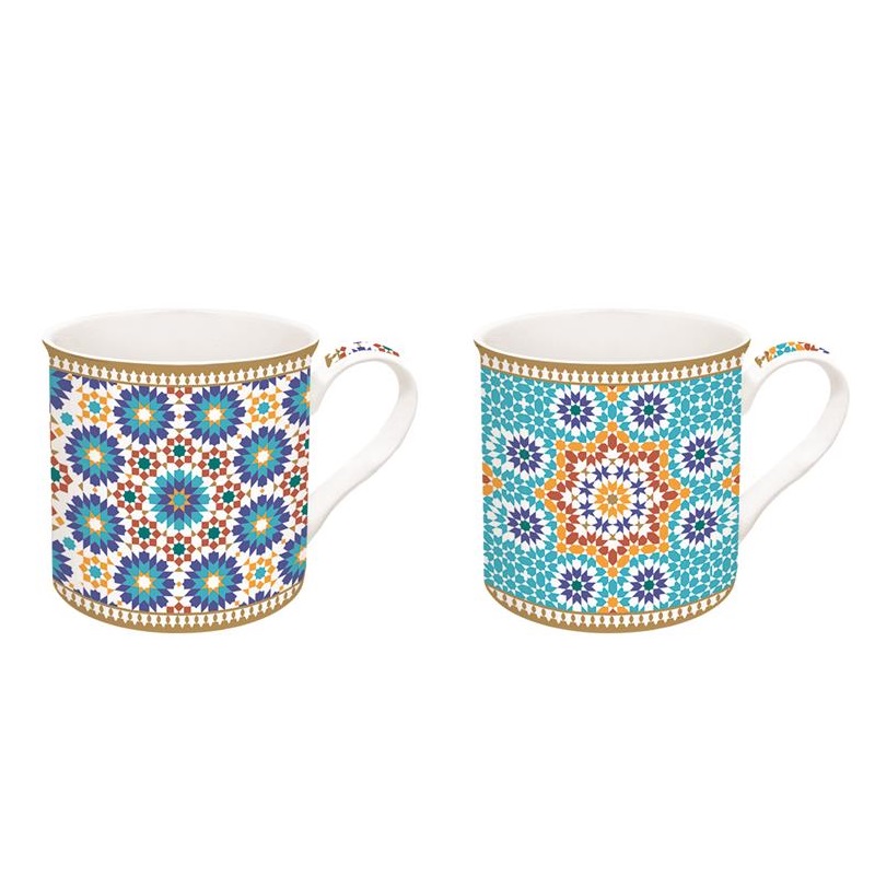 Set 2 high quality porcelain mugs in gift box