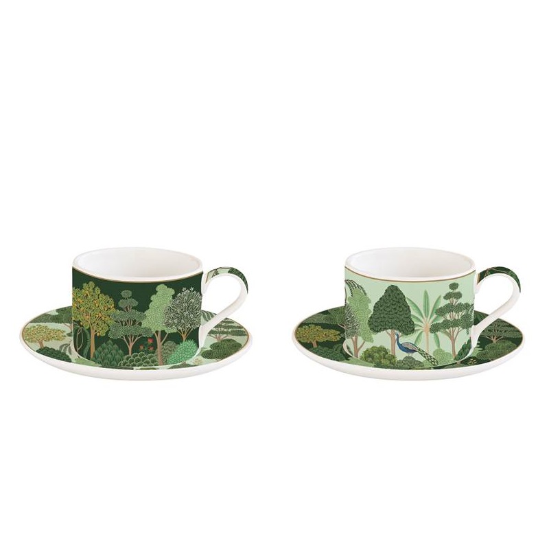 Set 2 porcelain cups & saucers in gift box