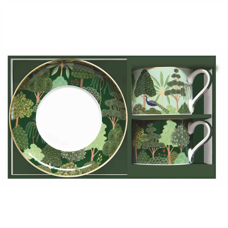Set 2 porcelain cups & saucers in gift box