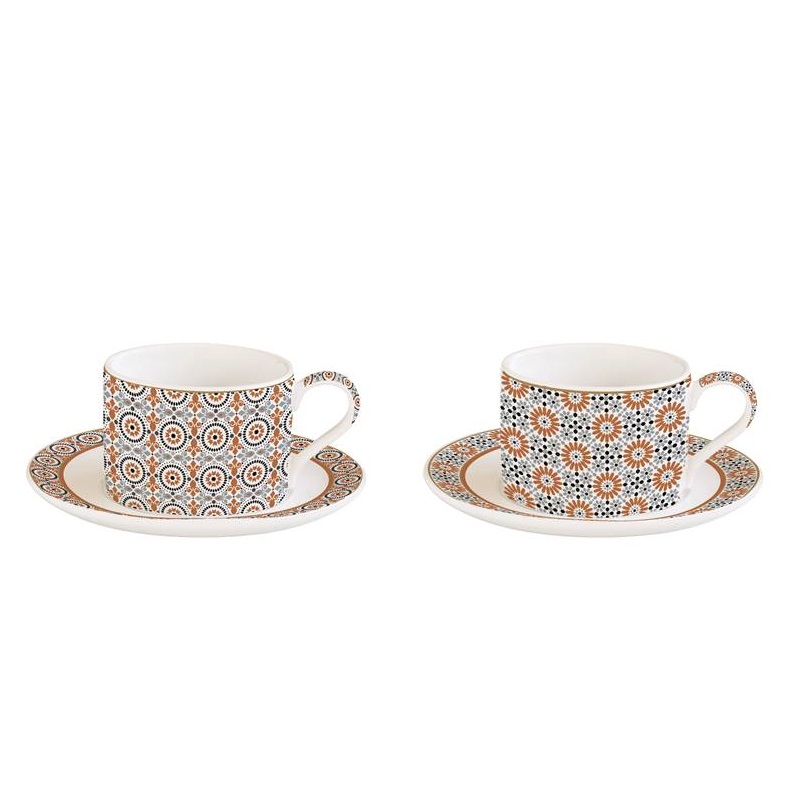 Set 2 porcelain cups & saucers in gift box