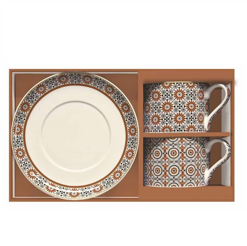 Set 2 porcelain cups & saucers in gift box