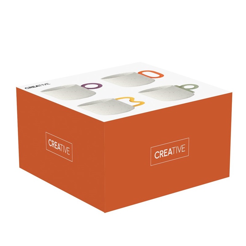 Set 4 assorted porcelain mugs in colour box