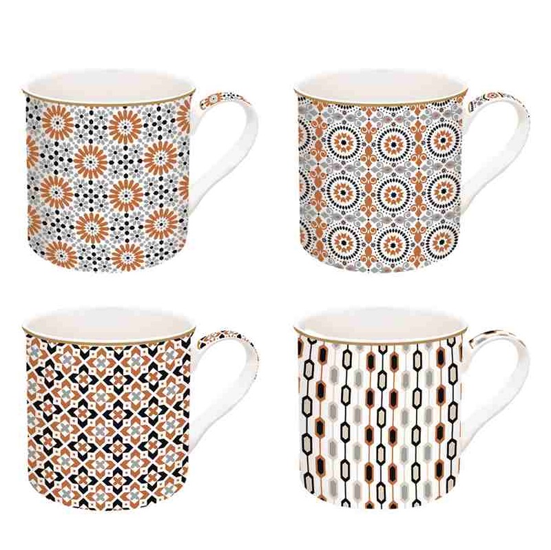 Set 4 high quality porcelain mugs in gift box