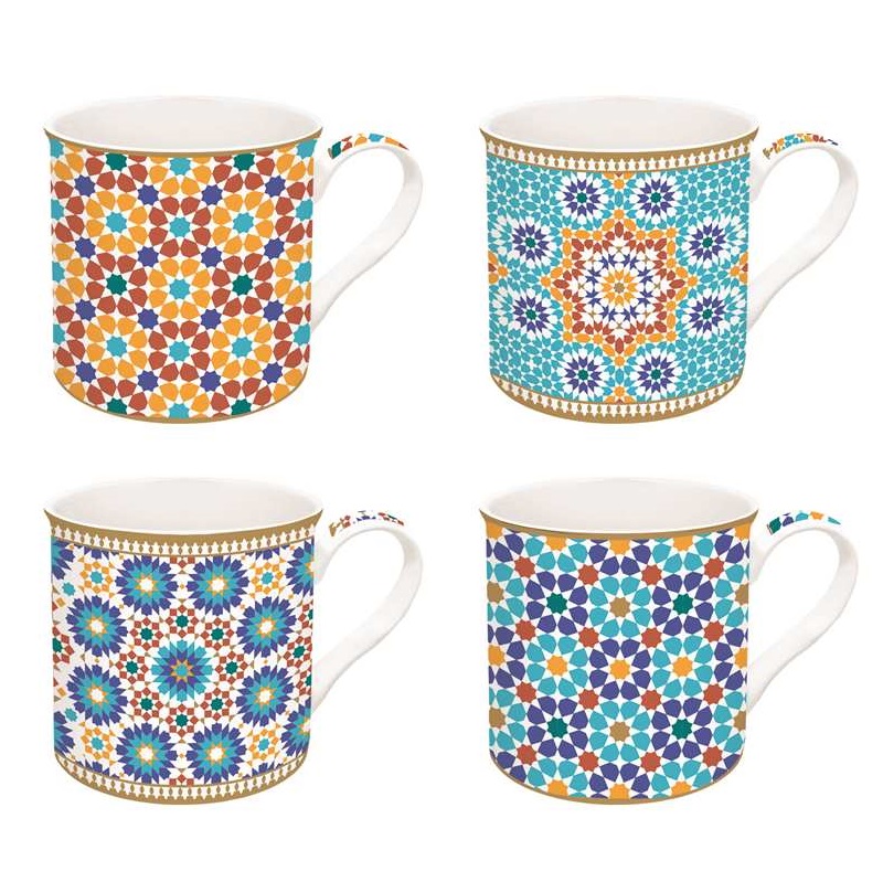 Set 4 high quality porcelain mugs in gift box