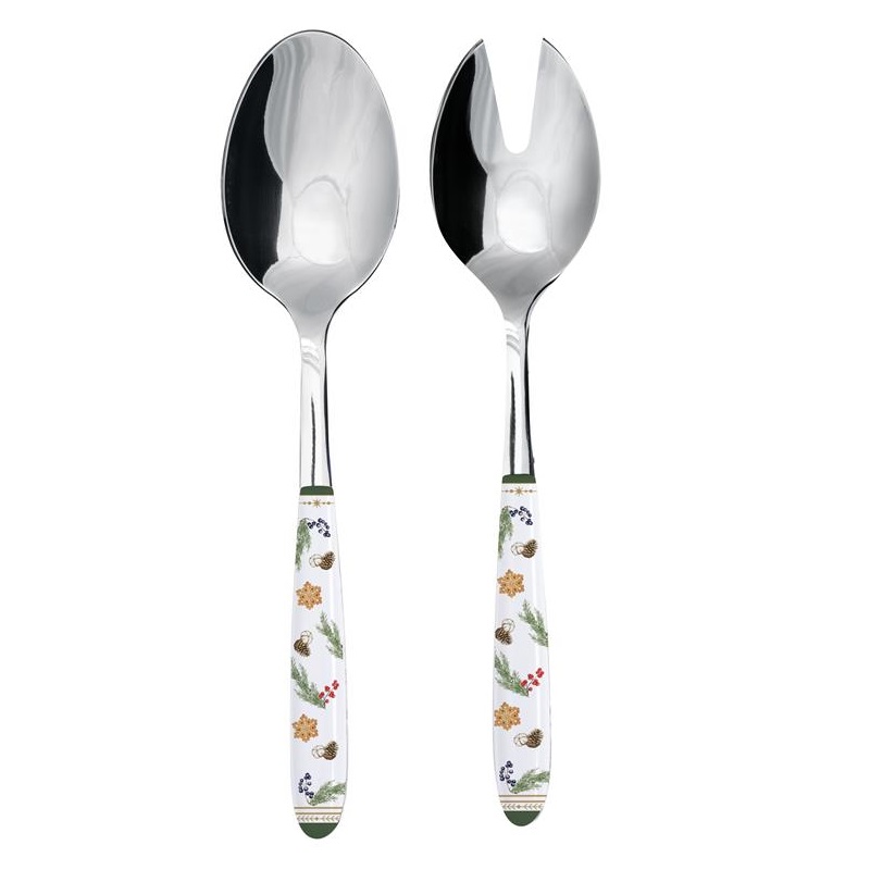 S/S Salad servers with decorated handle