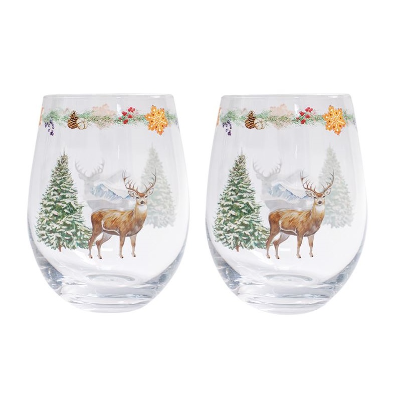 Set 2 decorated glasses in colour box