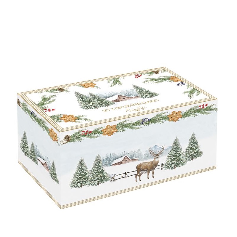Set 2 decorated glasses in colour box