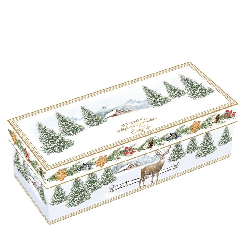 Set 2 high quality porcelain mugs in gift box