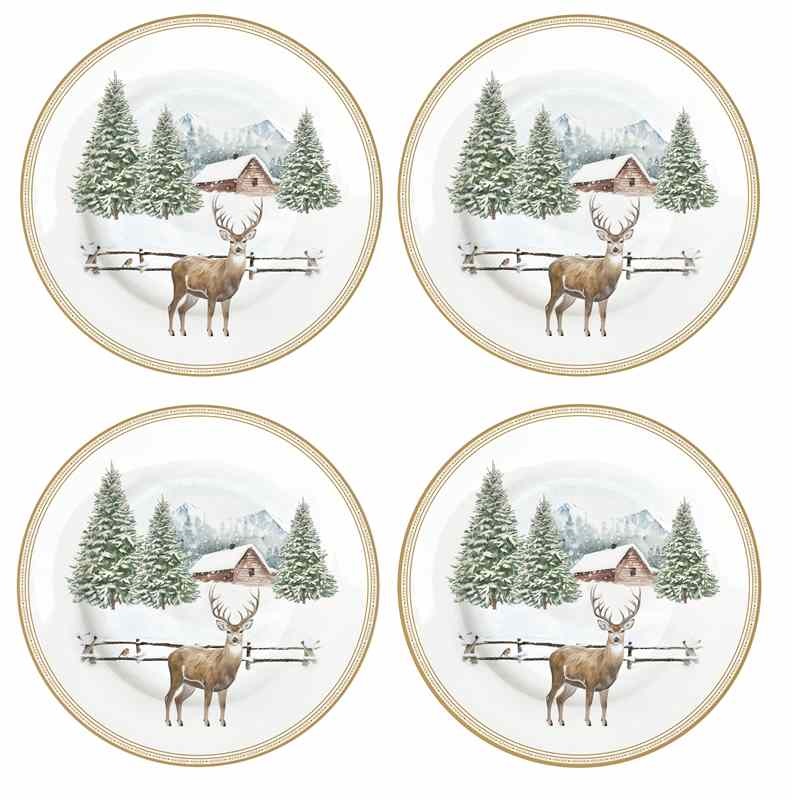 Set 4 porcelain dessert plates in gift box
