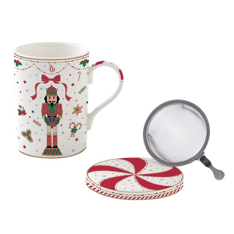 High quality porcelain mug with lid coaster and me