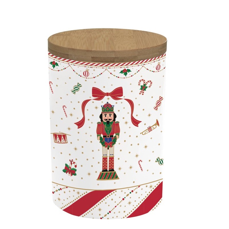 Porcelain storage jar with bamboo lid in colour bo