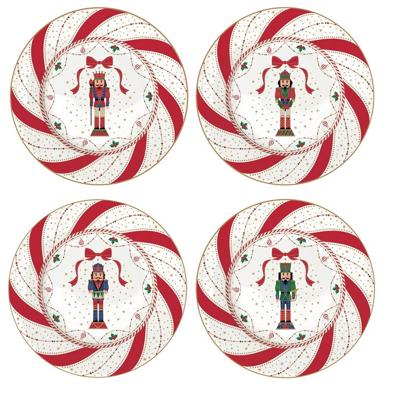 Set 4 assorted dessert plates in porcelain in gift