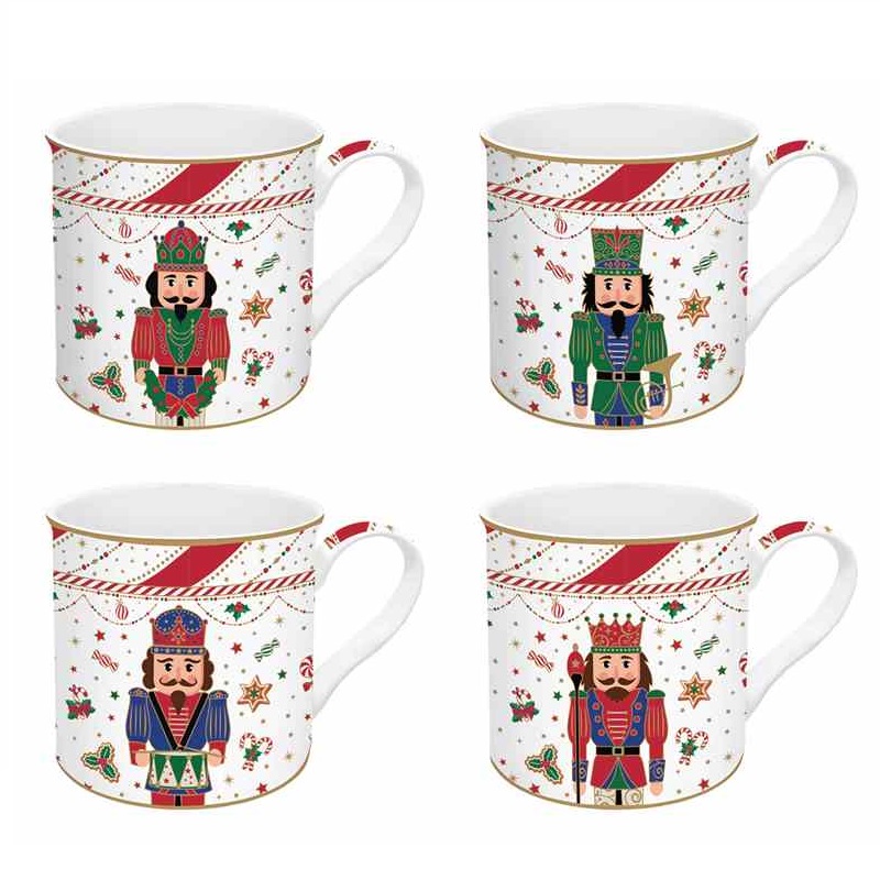 Set 4 high quality porcelain mugs in gift box
