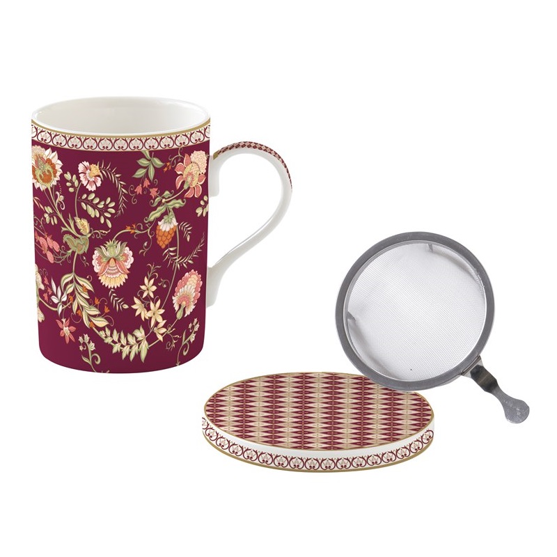 High quality porcelain mug with lid coaster and m