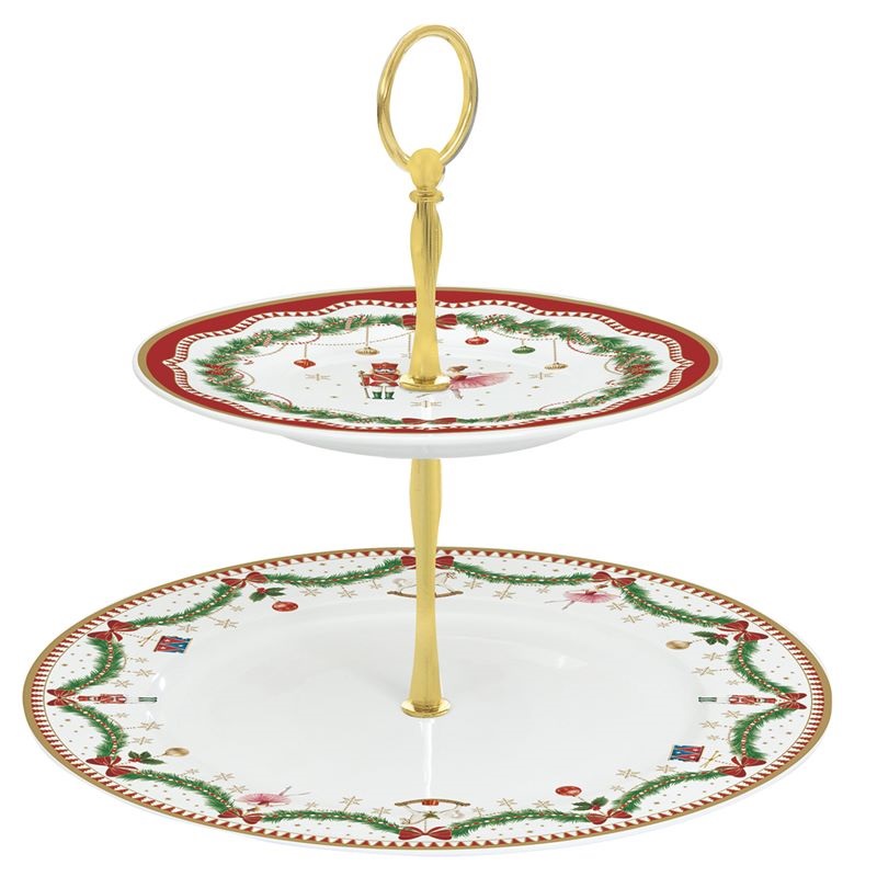 Porcelain 2 Tier cake plate in colour box