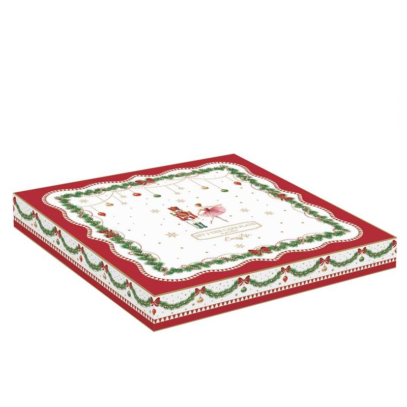 Porcelain 2 Tier cake plate in colour box