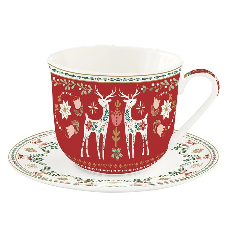 Porcelain breakfast cup & saucer in colour box ,