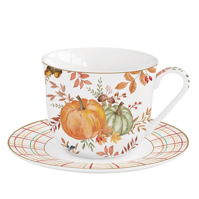 Porcelain breakfast cup & saucer in colour box