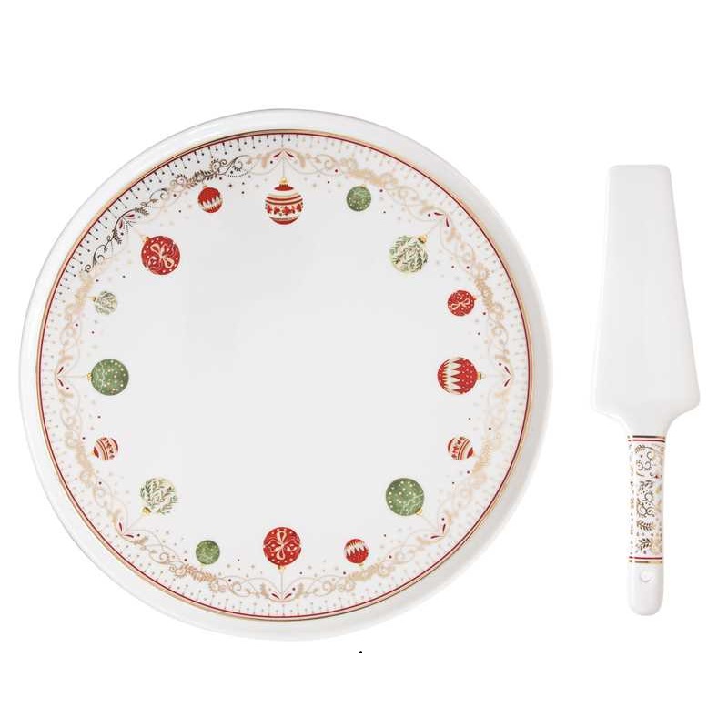 Porcelain cake serving set in colour box