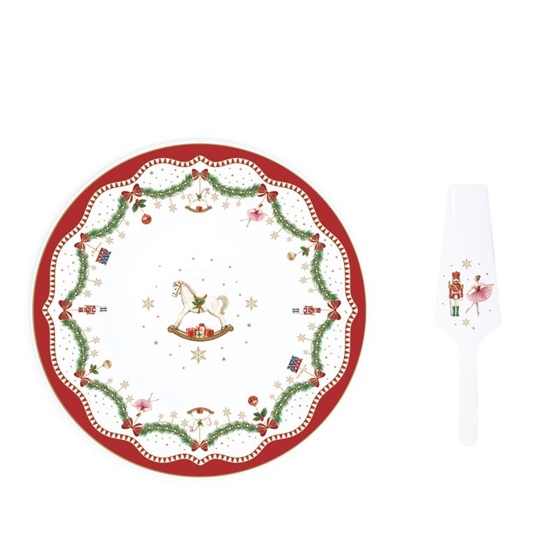 Porcelain cake serving set in colour box