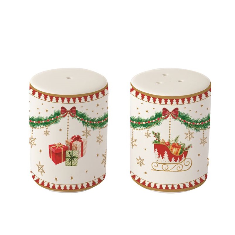Porcelain salt & pepper pots in colour box