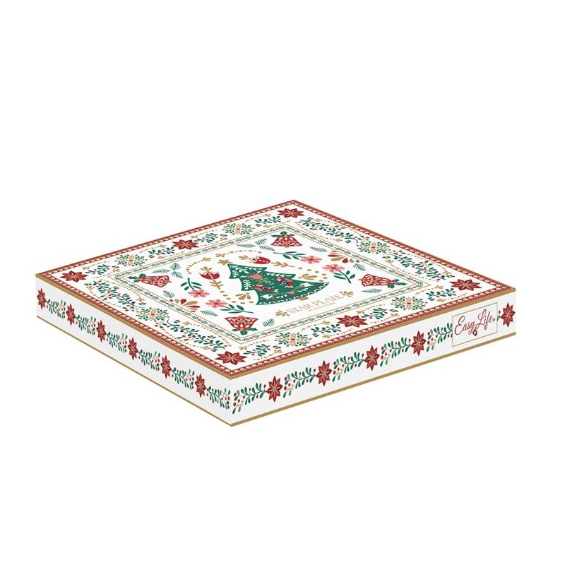 Porcelain star plate in colour box , size: O 22,5