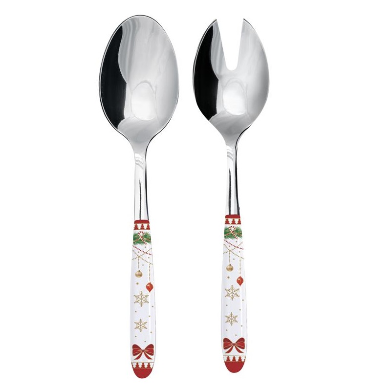S/S Salad servers with decorated handle