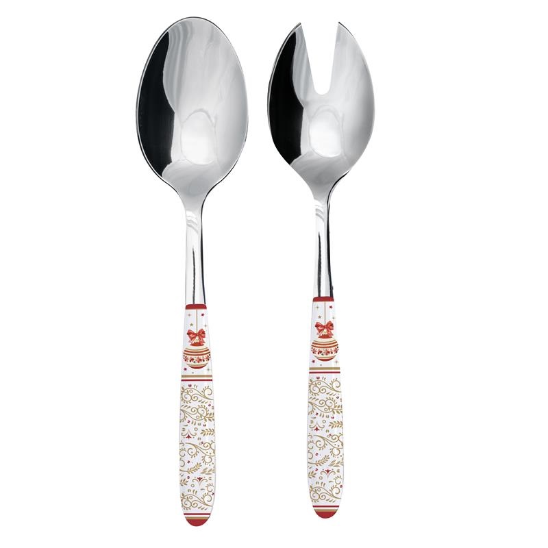 S/S Salad servers with decorated handle