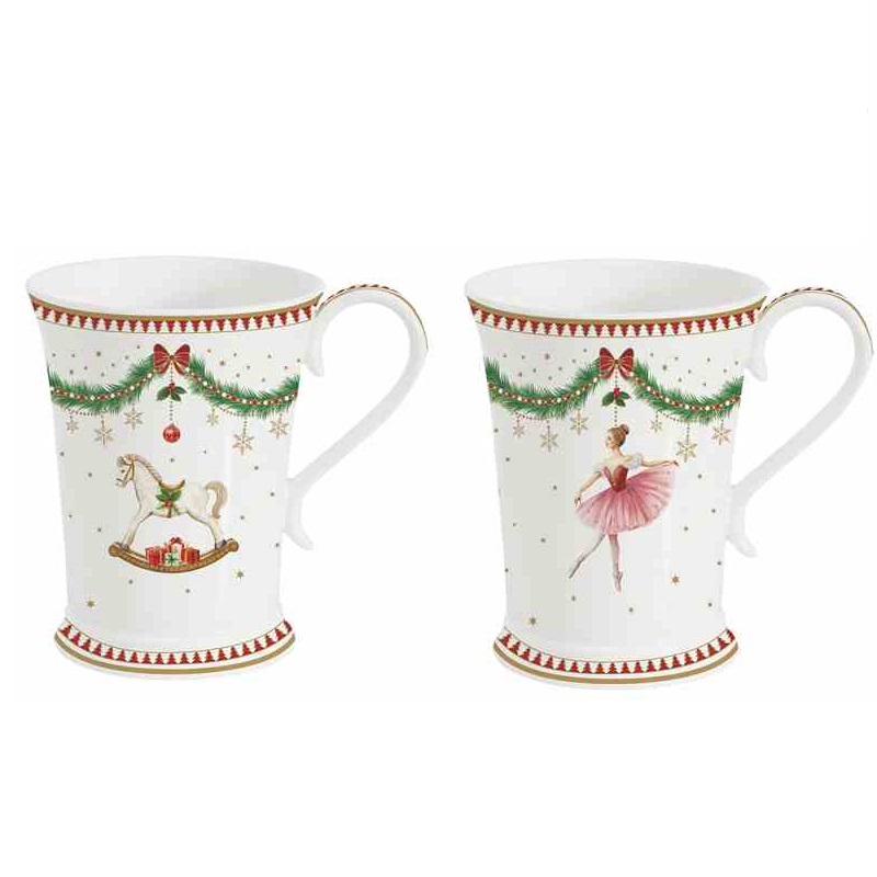 Set 2 assorted porcelain mugs in colour box