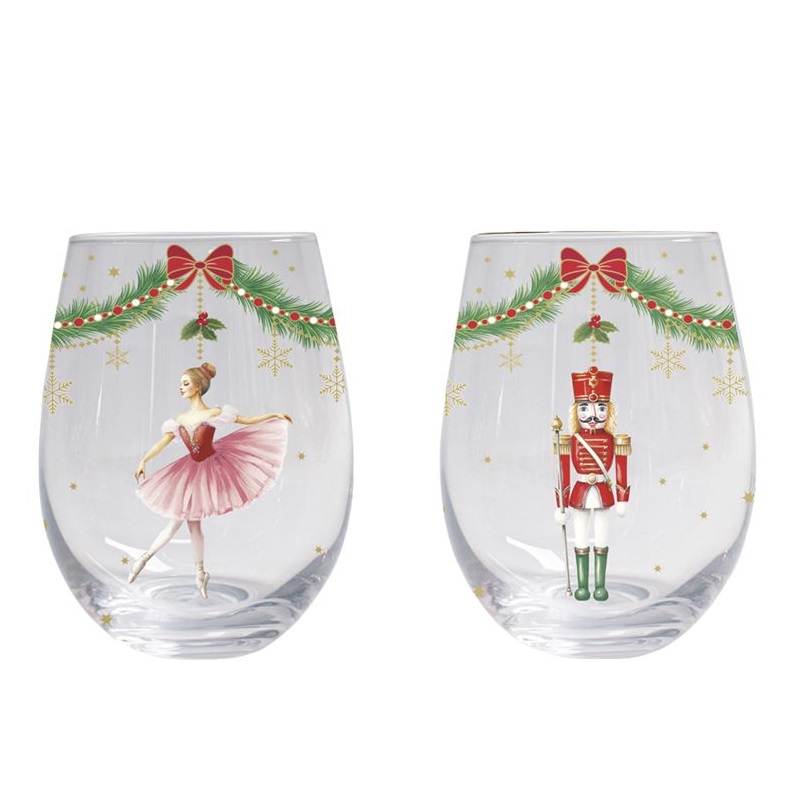 Set 2 decorated glasses in colour box