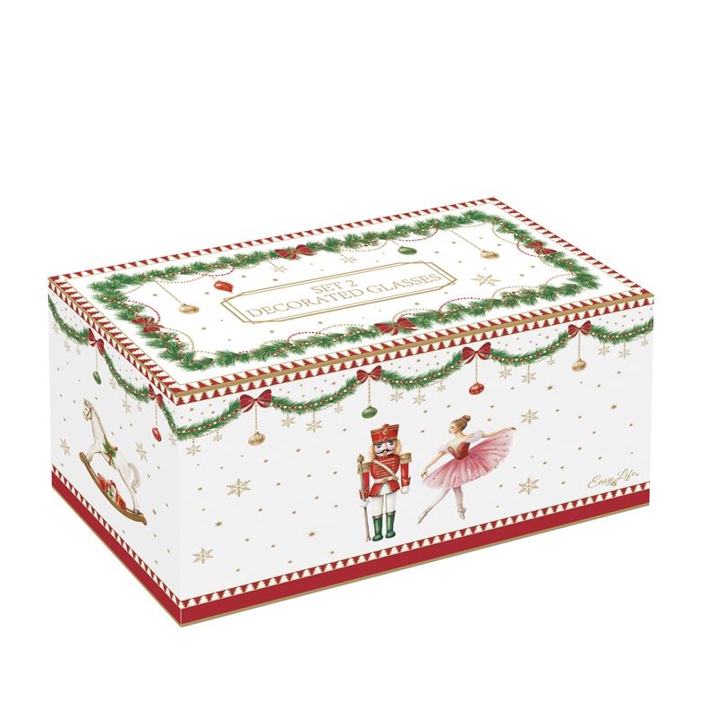 Set 2 decorated glasses in colour box
