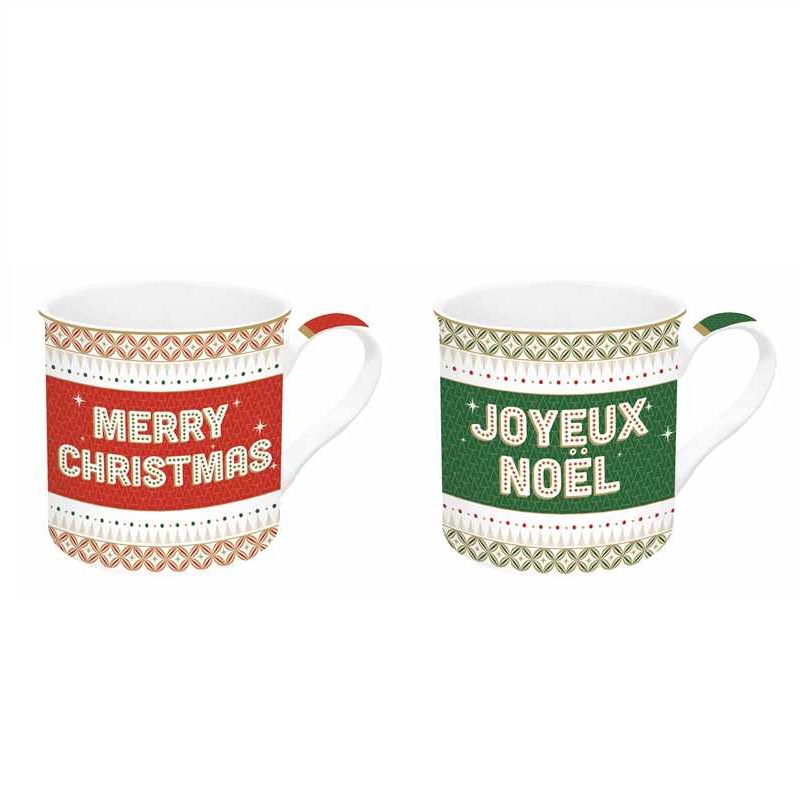Set 2 high quality porcelain mugs in gift box