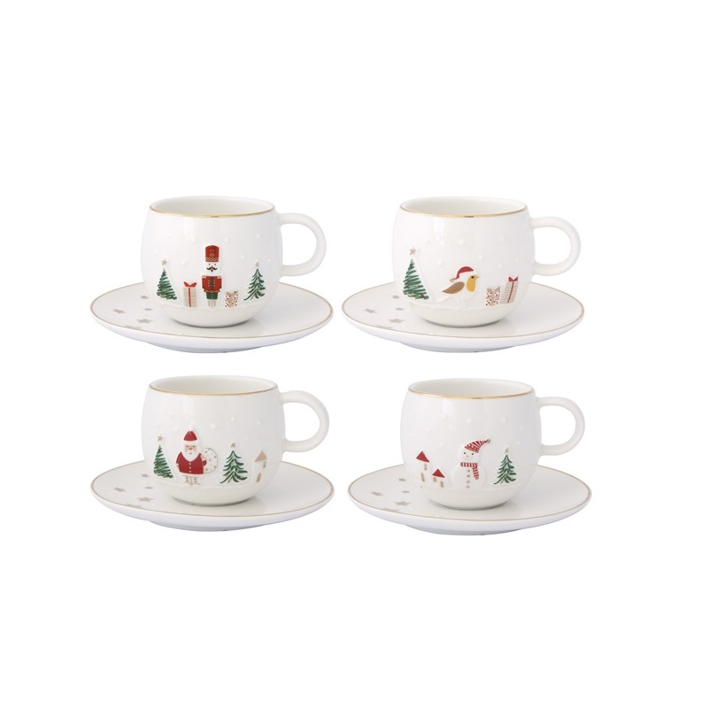 Set 2 porcelain coffee cups & saucers