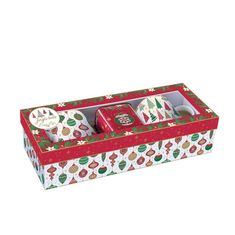 Set 2 porcelain mugs with tea box in gift box