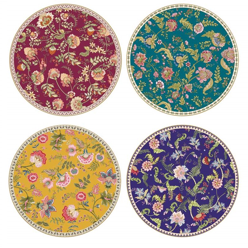 Set 4 assorted porcelain dessert plates in gift box