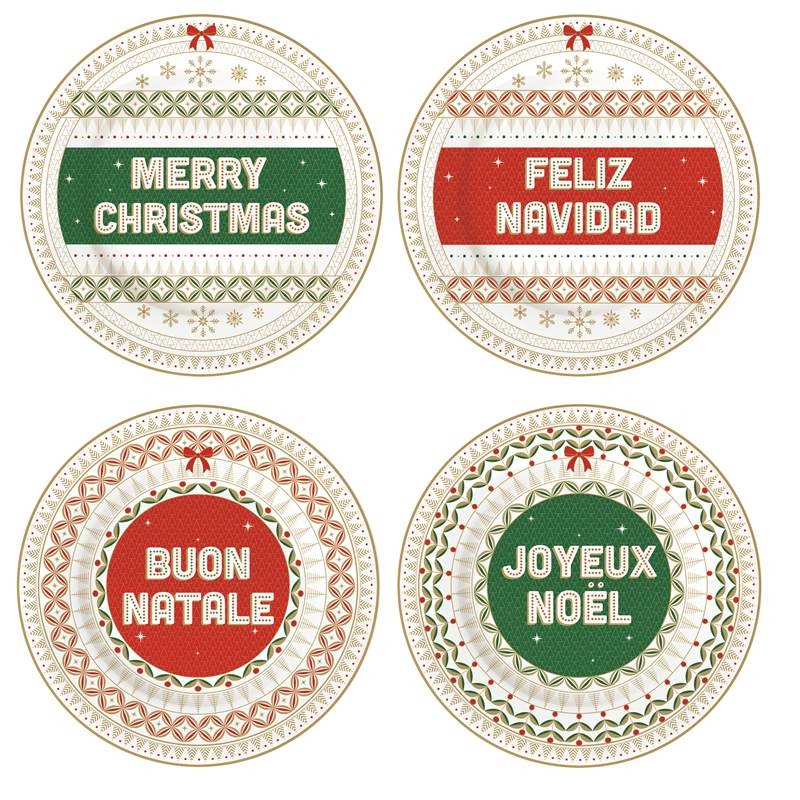 Set 4 assorted porcelain dessert plates in gift bo