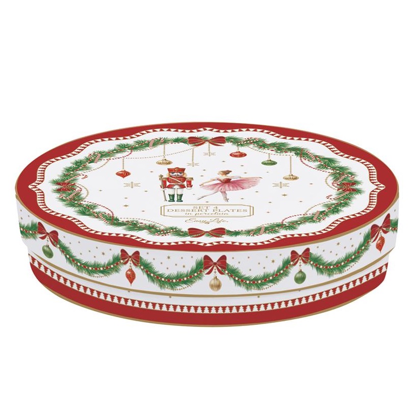 Set 4 assorted porcelain dessert plates in gift bo