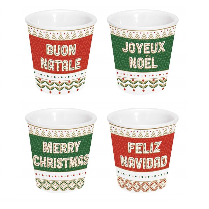 Set 4 porcelain coffee cups in gift box